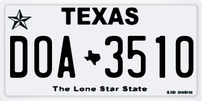 TX license plate DOA3510