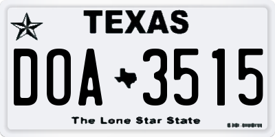 TX license plate DOA3515