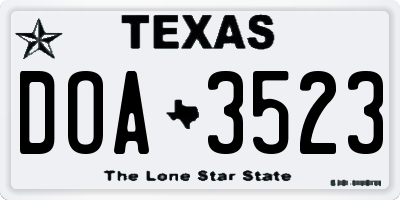 TX license plate DOA3523