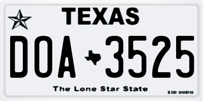 TX license plate DOA3525
