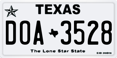 TX license plate DOA3528