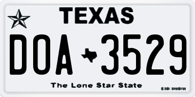TX license plate DOA3529