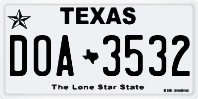 TX license plate DOA3532