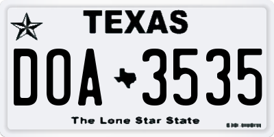 TX license plate DOA3535