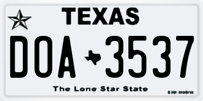 TX license plate DOA3537
