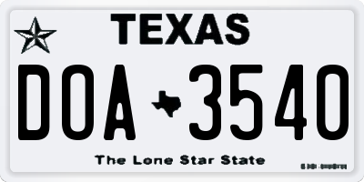 TX license plate DOA3540