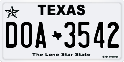 TX license plate DOA3542