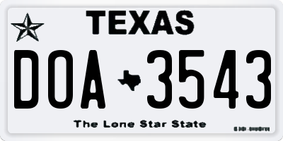 TX license plate DOA3543