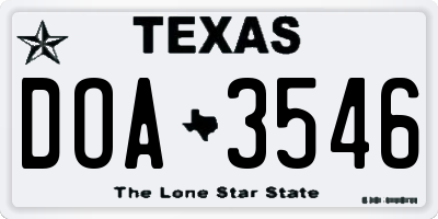 TX license plate DOA3546