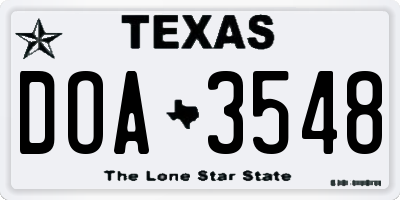 TX license plate DOA3548