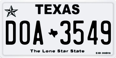 TX license plate DOA3549