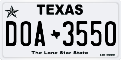 TX license plate DOA3550