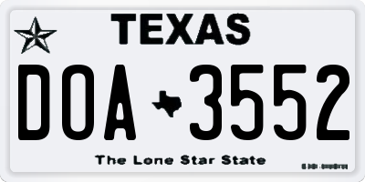 TX license plate DOA3552