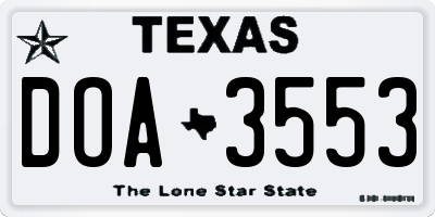 TX license plate DOA3553