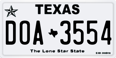 TX license plate DOA3554