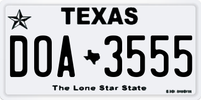 TX license plate DOA3555