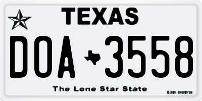 TX license plate DOA3558