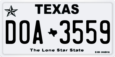 TX license plate DOA3559