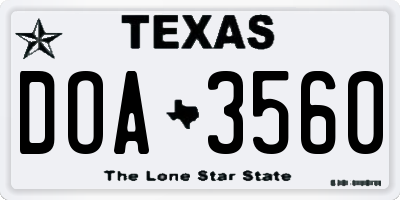 TX license plate DOA3560