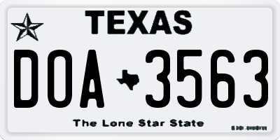 TX license plate DOA3563