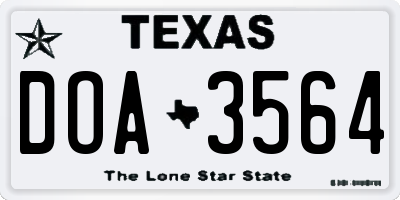 TX license plate DOA3564