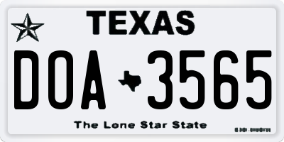 TX license plate DOA3565