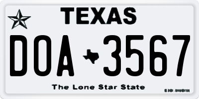 TX license plate DOA3567