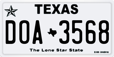 TX license plate DOA3568