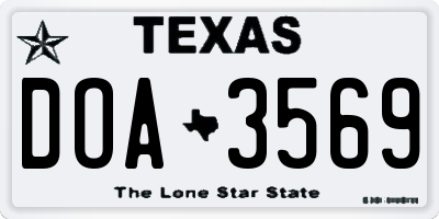 TX license plate DOA3569