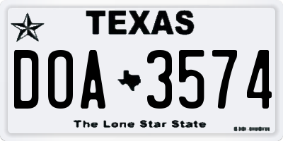 TX license plate DOA3574
