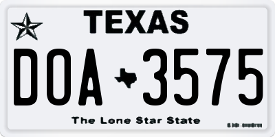 TX license plate DOA3575