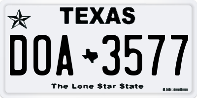 TX license plate DOA3577