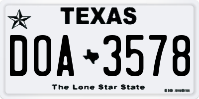 TX license plate DOA3578