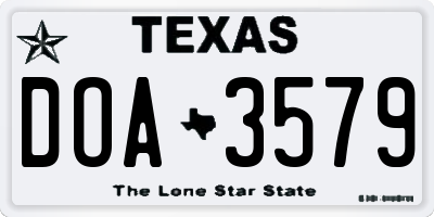 TX license plate DOA3579
