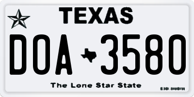 TX license plate DOA3580