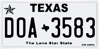 TX license plate DOA3583