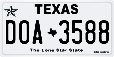 TX license plate DOA3588