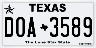 TX license plate DOA3589