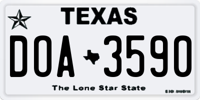 TX license plate DOA3590