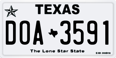 TX license plate DOA3591