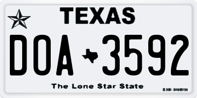 TX license plate DOA3592