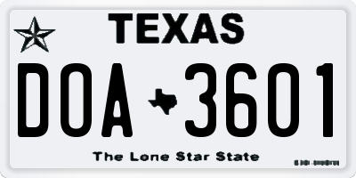 TX license plate DOA3601