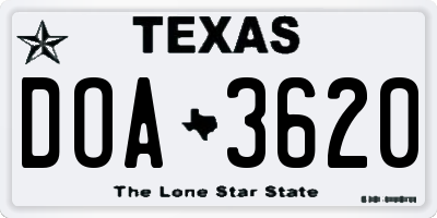 TX license plate DOA3620