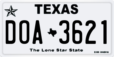 TX license plate DOA3621