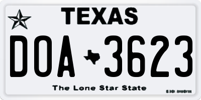 TX license plate DOA3623