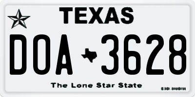 TX license plate DOA3628