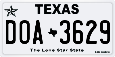 TX license plate DOA3629