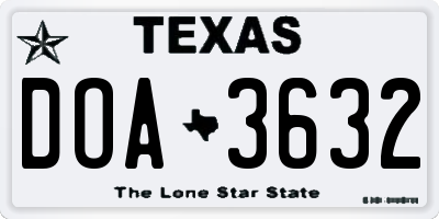 TX license plate DOA3632