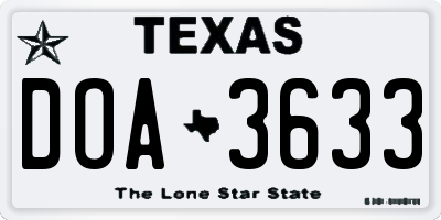 TX license plate DOA3633