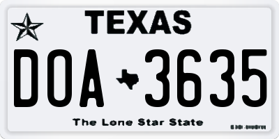 TX license plate DOA3635